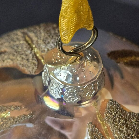 Frontgate Iridescent Gold Leaf Glass Ornament Large 5 Inch Elegant Holiday Decor - Picture 6 of 9